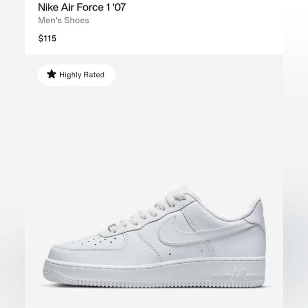 ‼️ SOLD ‼️Nike Air Force 1 '07 Men's 9 White Pre-owned - Picture 2 of 7